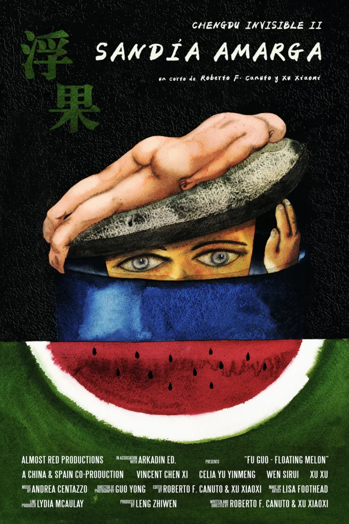 Póster oficial del cortometraje Sandía Amarga, dirigido por Roberto F. Canuto y Xu Xiaoxi